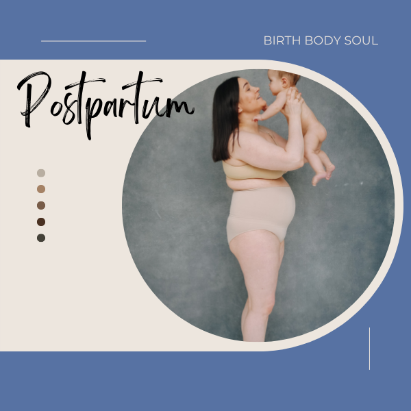 new-mom-postpartum-4th-trimester-postpartum-doula-support-westchester-new-york-putnam-ny-postpartum-workout-healing-recovery a new postpartum mom in underwear holding her baby feeling happy and confident