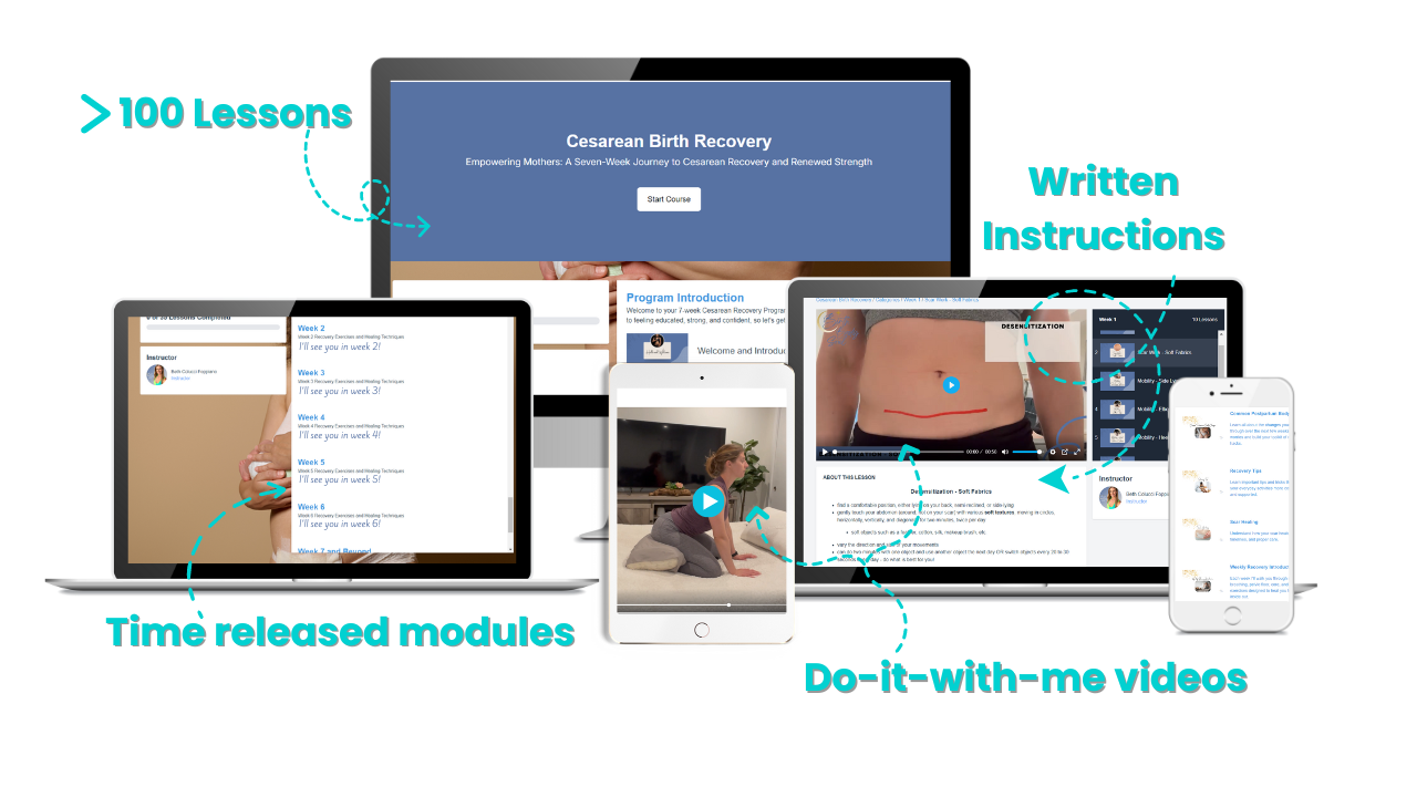 digital course and guide for new moms who had a c-section or cesarean delivery aimed at helping them healing their body from the inside out