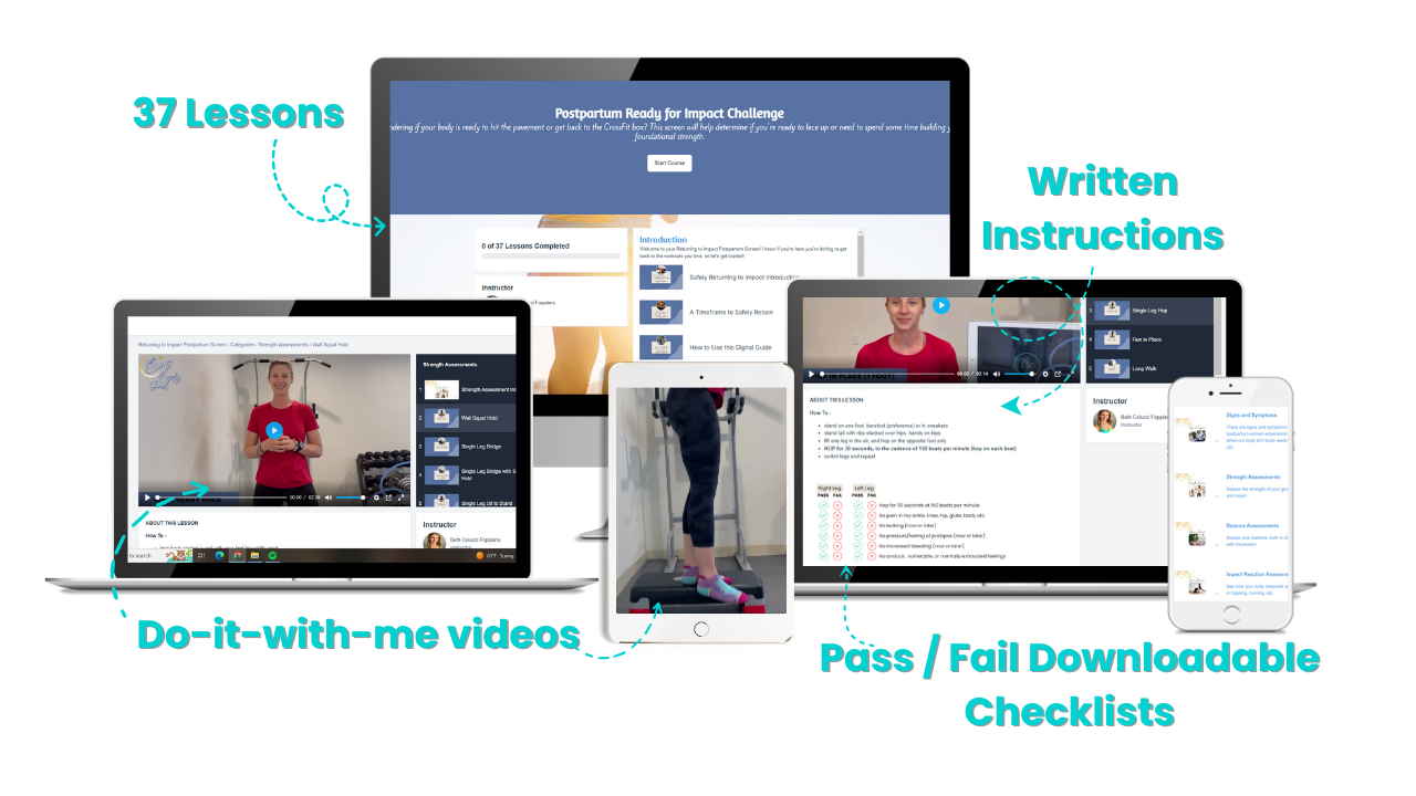 digital course for moms testing if they're ready and strong enough to run again after having a baby